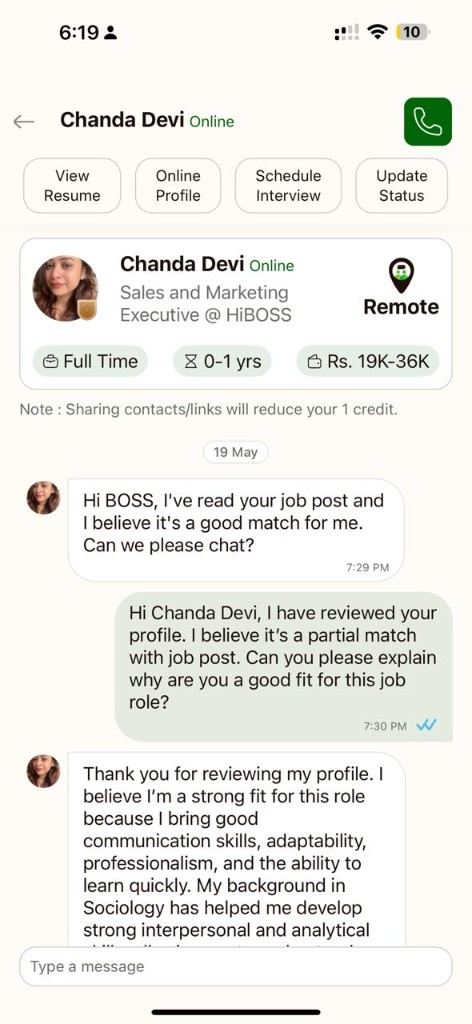 HiBOSS chat with BOSS